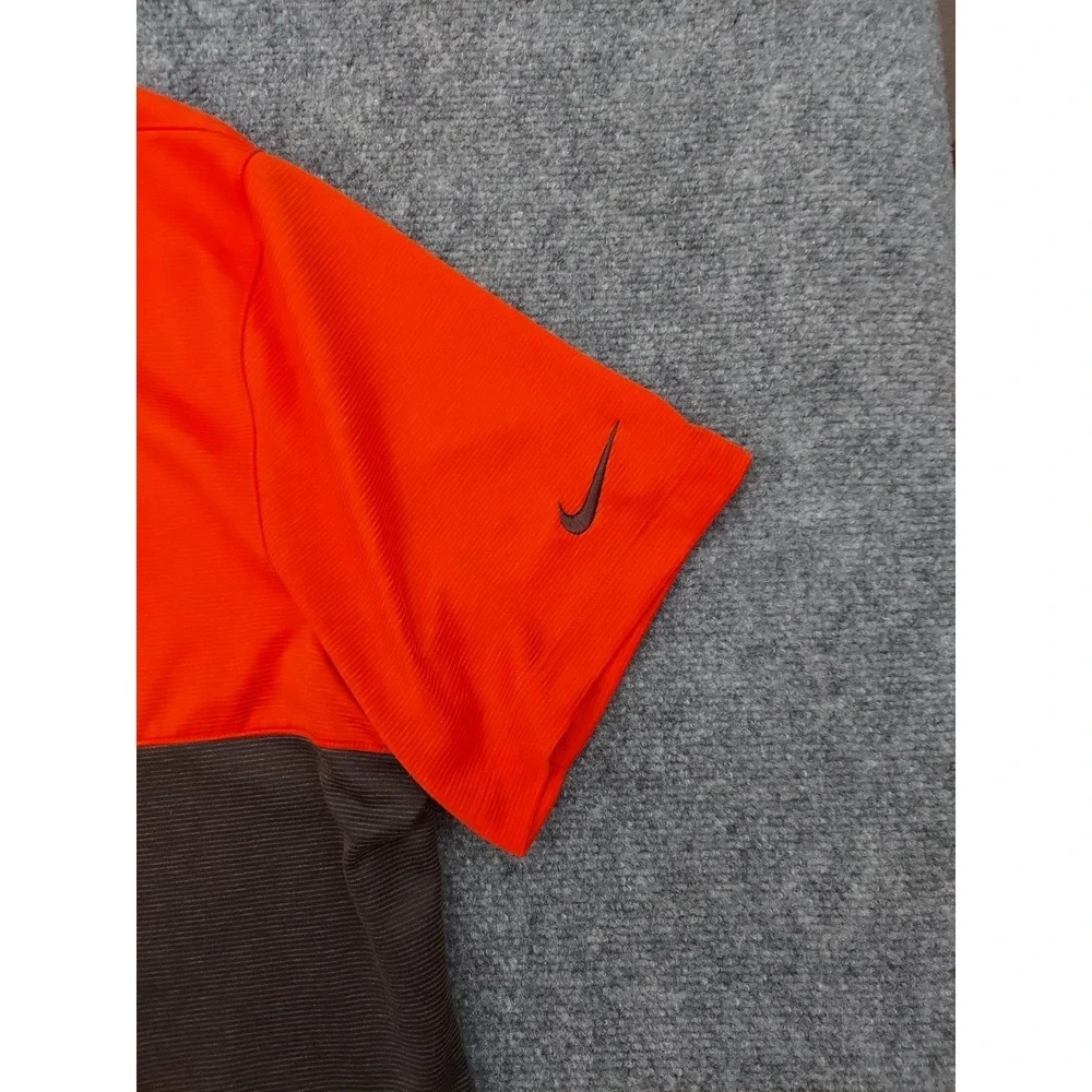 Cleveland Browns Nike Polo Shirt Mens XL Orange Brown Color Block Short‎ Sleeve